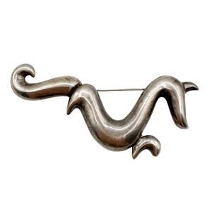 Taxco Sterling Silver Brooch Vintage Modernist Freeform Abstract Signed TJ-14